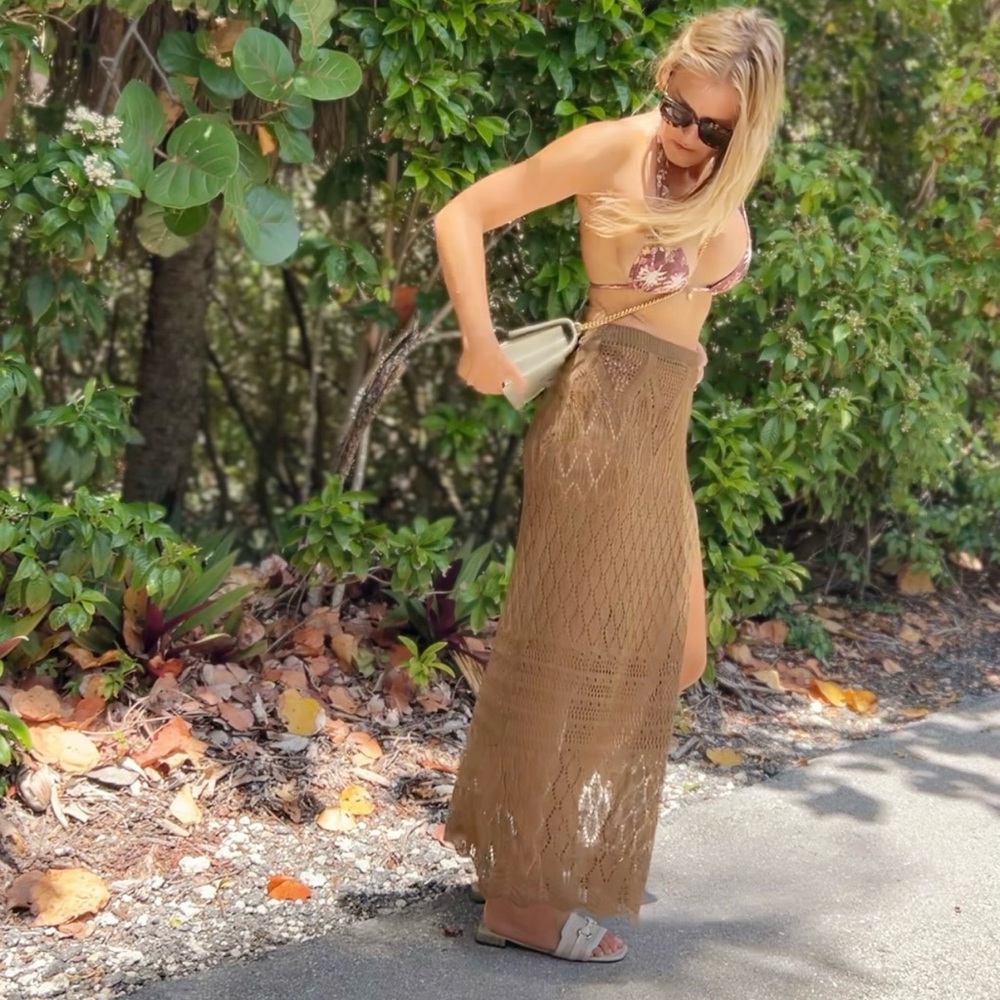 Elegant Brown Crochet Skirt